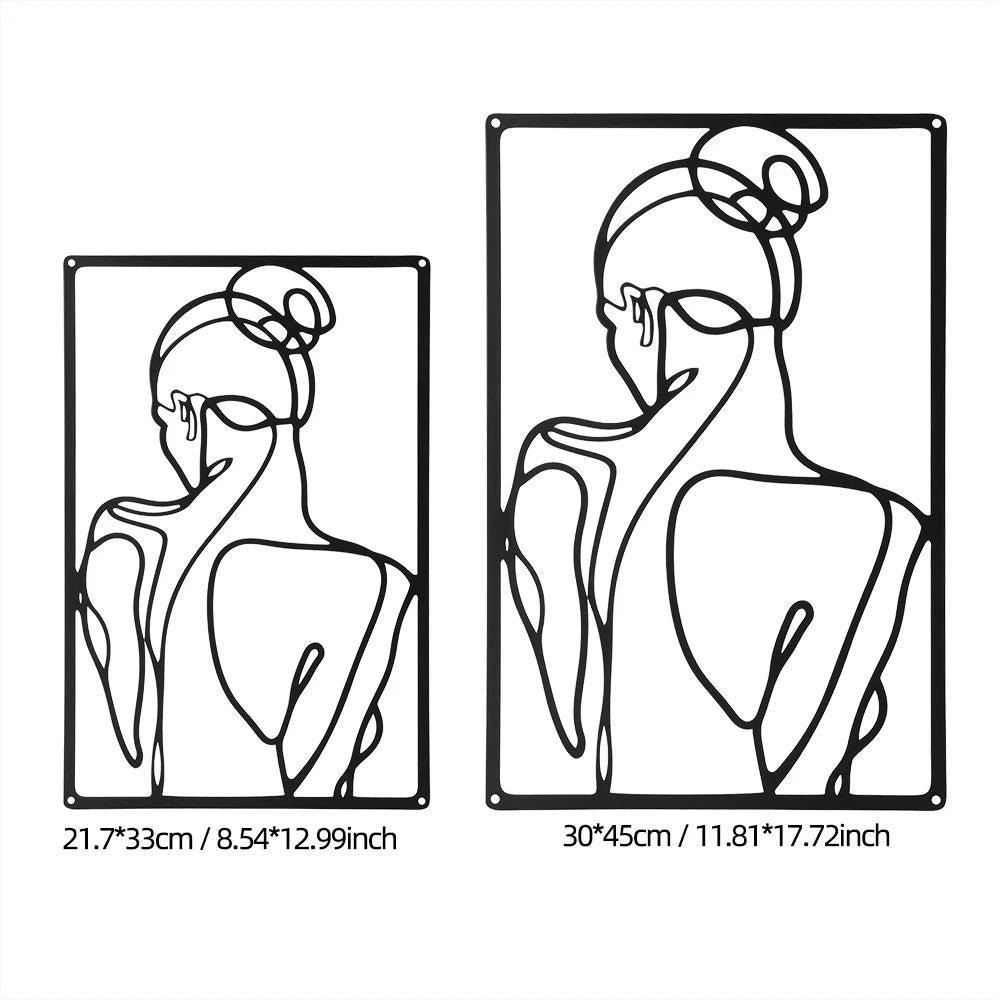 3-Piece Set – Minimalist Abstract Woman Metal Wall Art