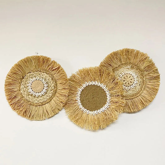 Handwoven Raffia Boho Wall Accent — Natural Texture for Calm Spaces