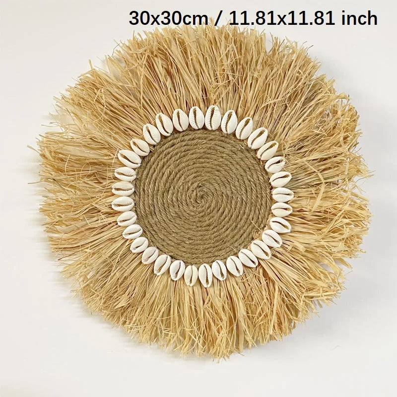 Handwoven Raffia Boho Wall Accent — Natural Texture for Calm Spaces