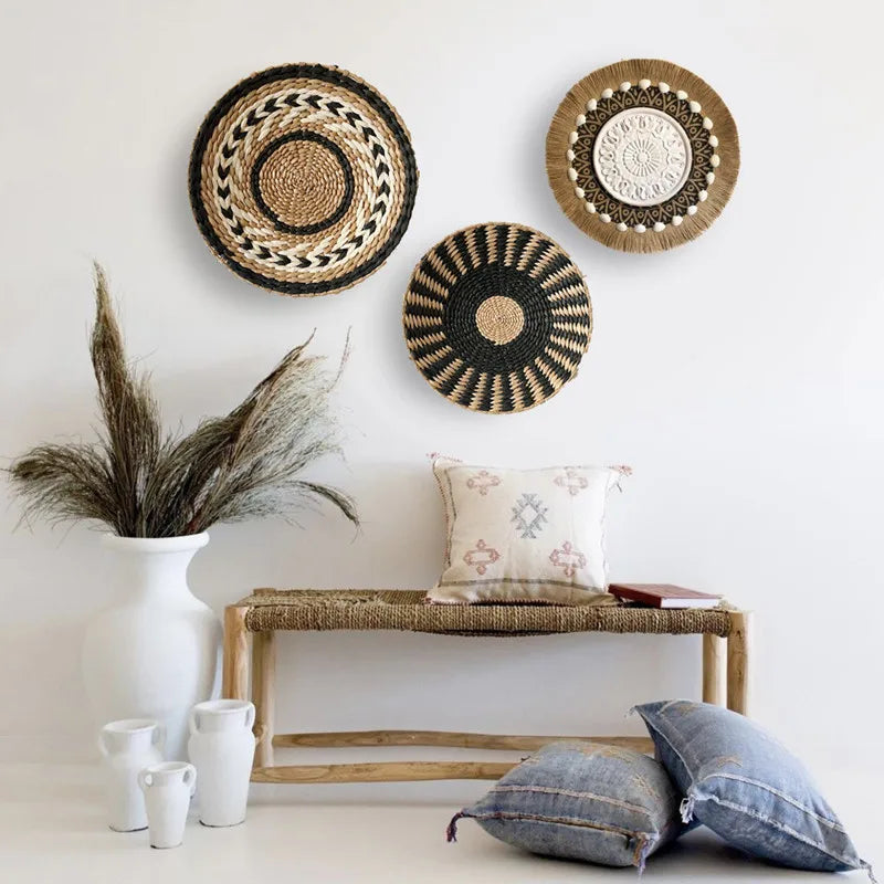 Handwoven Rattan Wall Ornament — Natural Art for Your Home