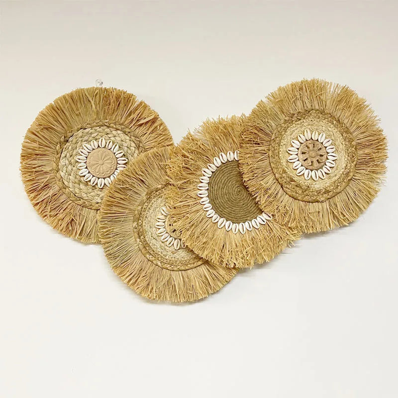 Handwoven Raffia Boho Wall Accent — Natural Texture for Calm Spaces