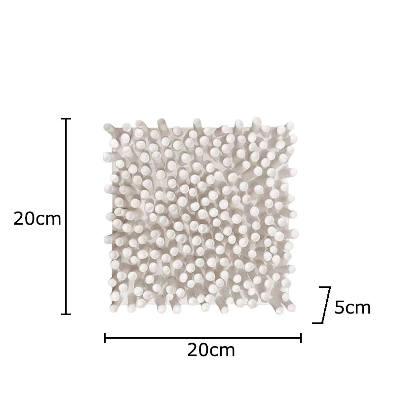 Set of Designer Textured Ceramic Wall Panels – Modern Square Relief Art