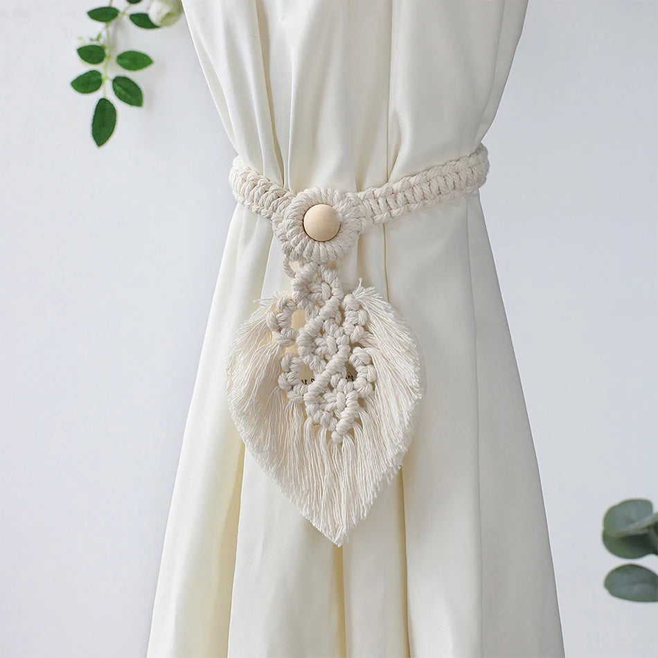 Handwoven Cotton Curtain Tassel — Soft Boho Detail for Your Home