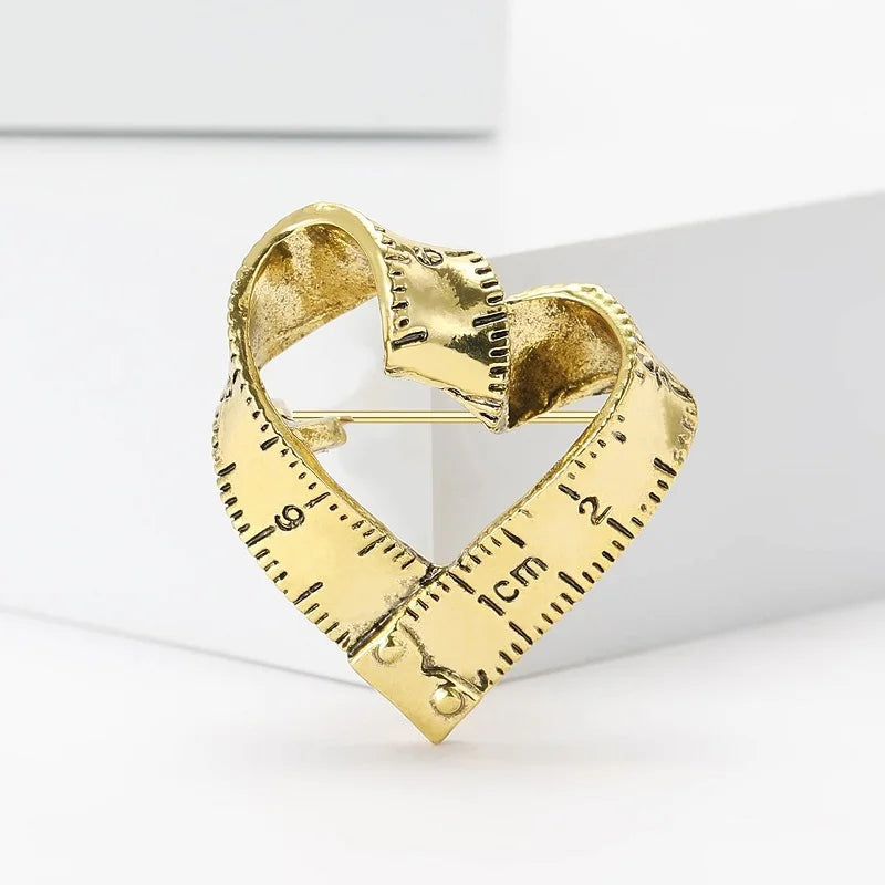Vintage Ruler Heart Brooch — A Charming Twist on Classic Romance