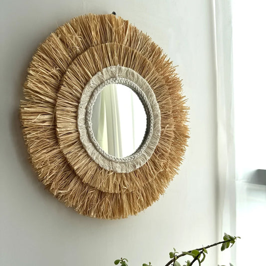 Raffia Circle Wall Mirror