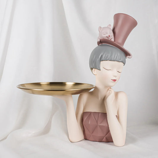 Set of 2 Elegant Lady Resin Sculptures