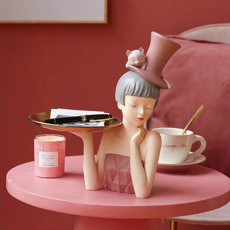 Set of 2 Elegant Lady Resin Sculptures