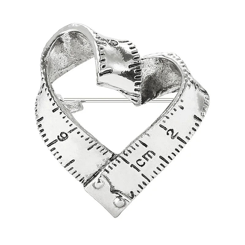Vintage Ruler Heart Brooch — A Charming Twist on Classic Romance