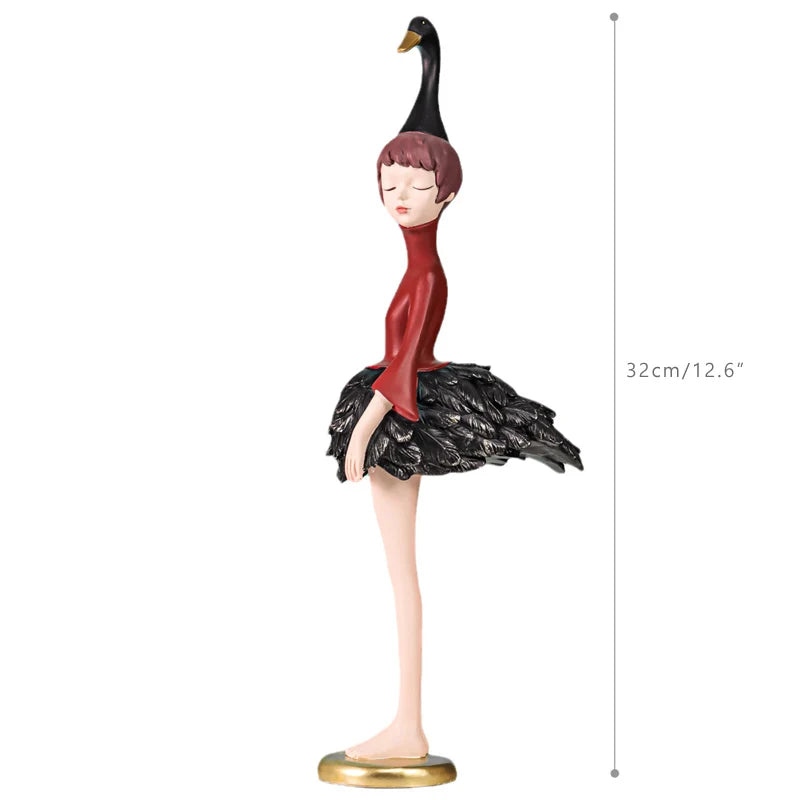 Unique Swan-Inspired Resin Girl Figurines – Sweet Morandi Colors for Modern Interiors