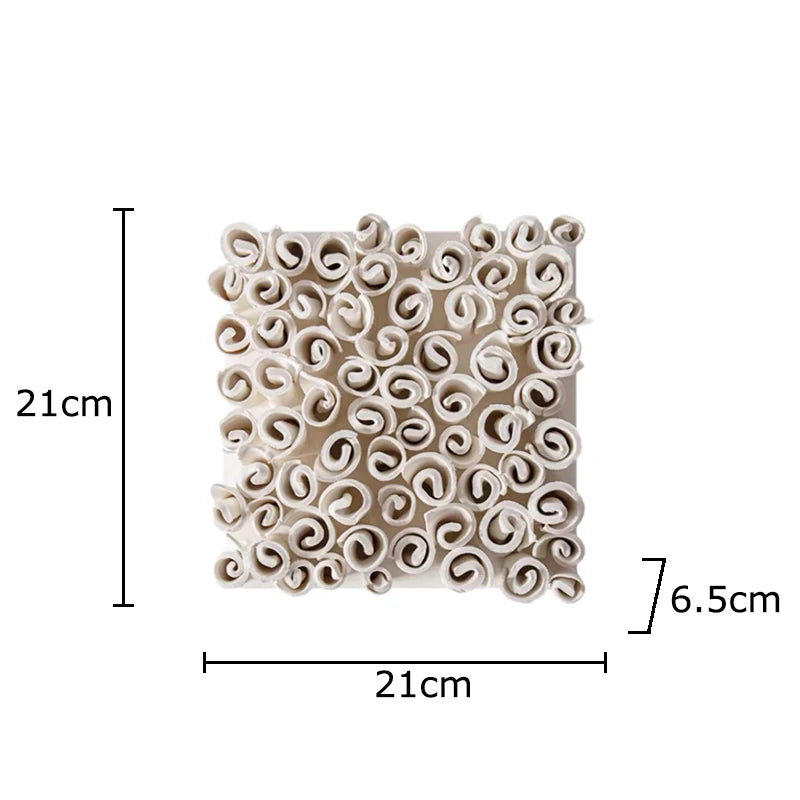 Set of Designer Textured Ceramic Wall Panels – Modern Square Relief Art