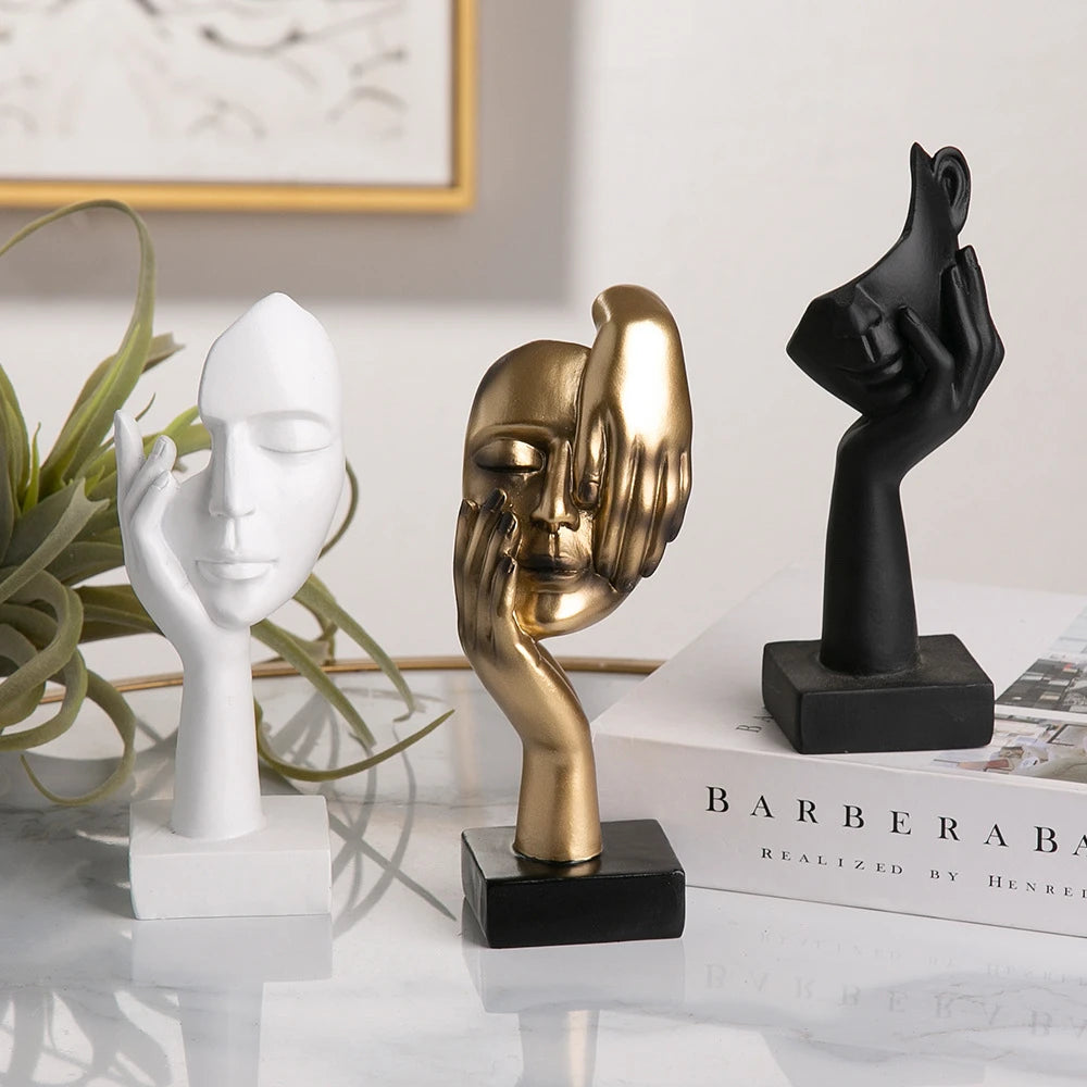 Abstract Resin Face with emotions Statue – Thoughtful Modern Accent for Your Space