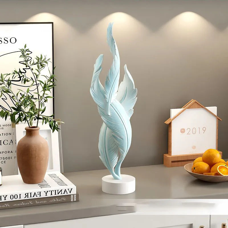 Modern Feather Resin Sculpture – Elegant Accent for Your Space