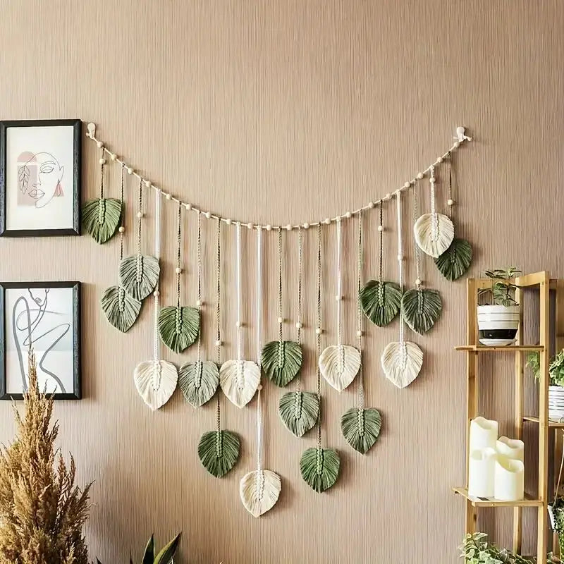 Boho Macrame Leaf Wall Hanging – Handcrafted Serenity for Your Home