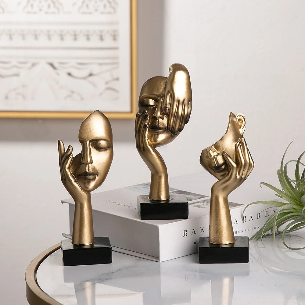 Abstract Resin Face with emotions Statue – Thoughtful Modern Accent for Your Space