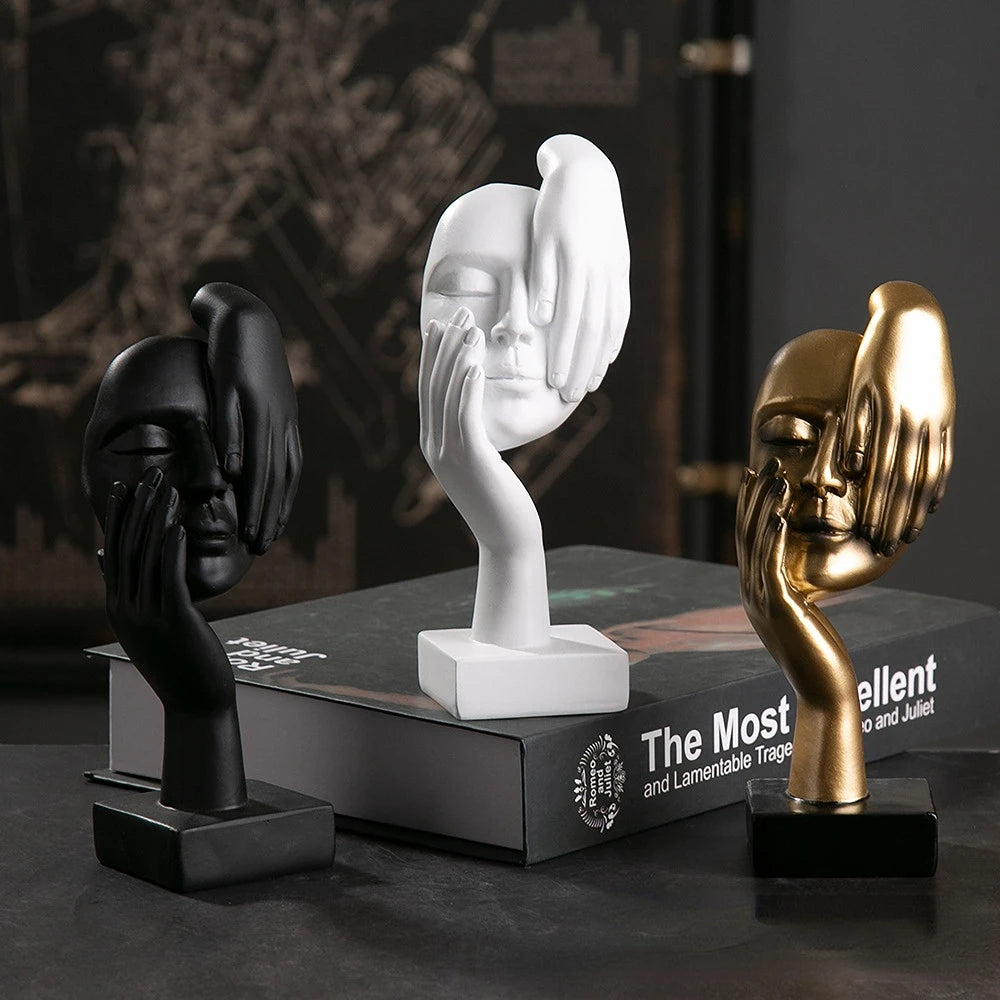 Abstract Resin Face with emotions Statue – Thoughtful Modern Accent for Your Space