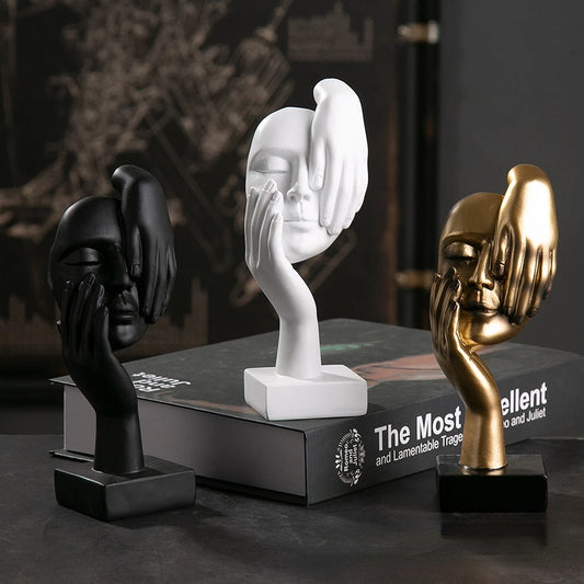 Abstract Resin Face with emotions Statue – Thoughtful Modern Accent for Your Space