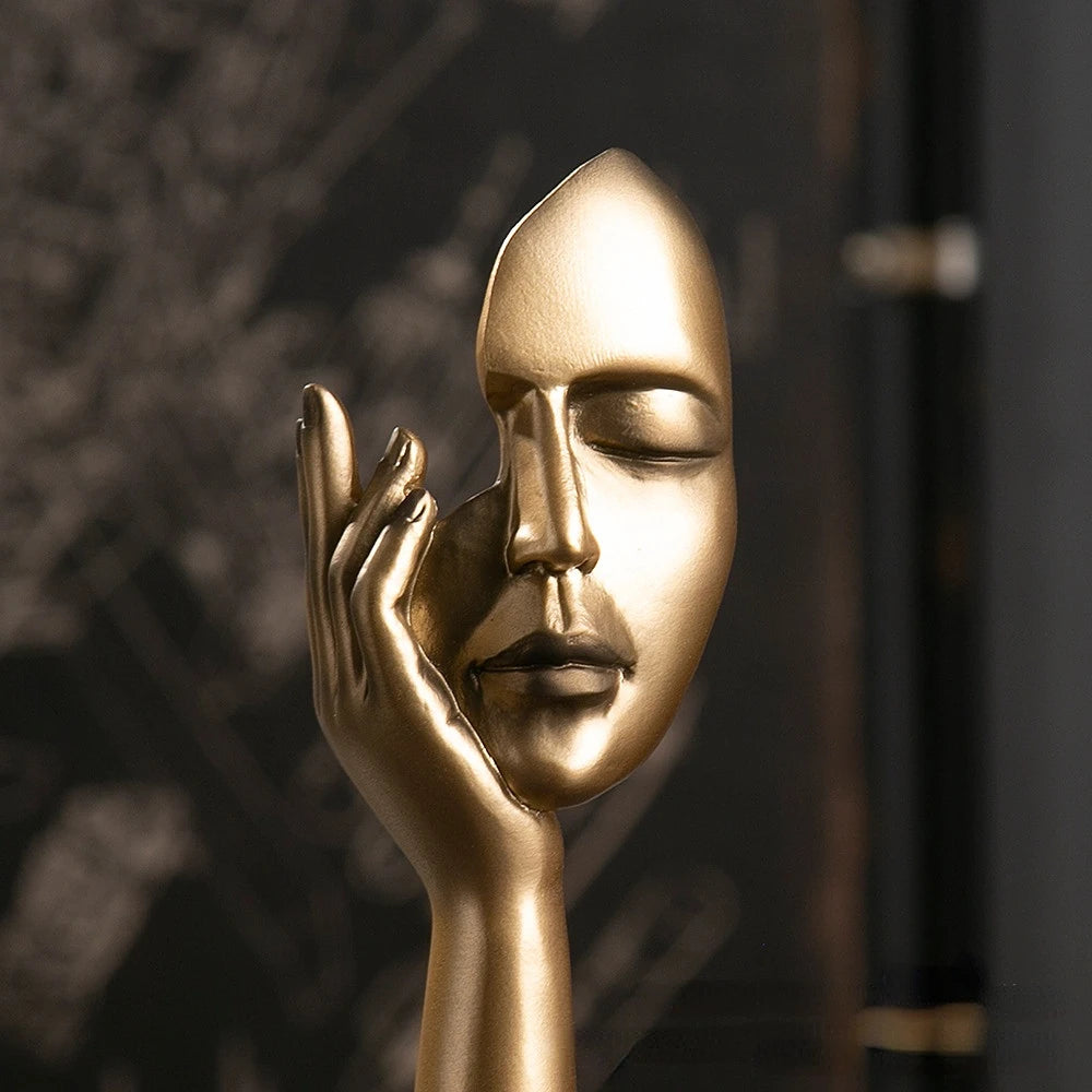Abstract Resin Face with emotions Statue – Thoughtful Modern Accent for Your Space