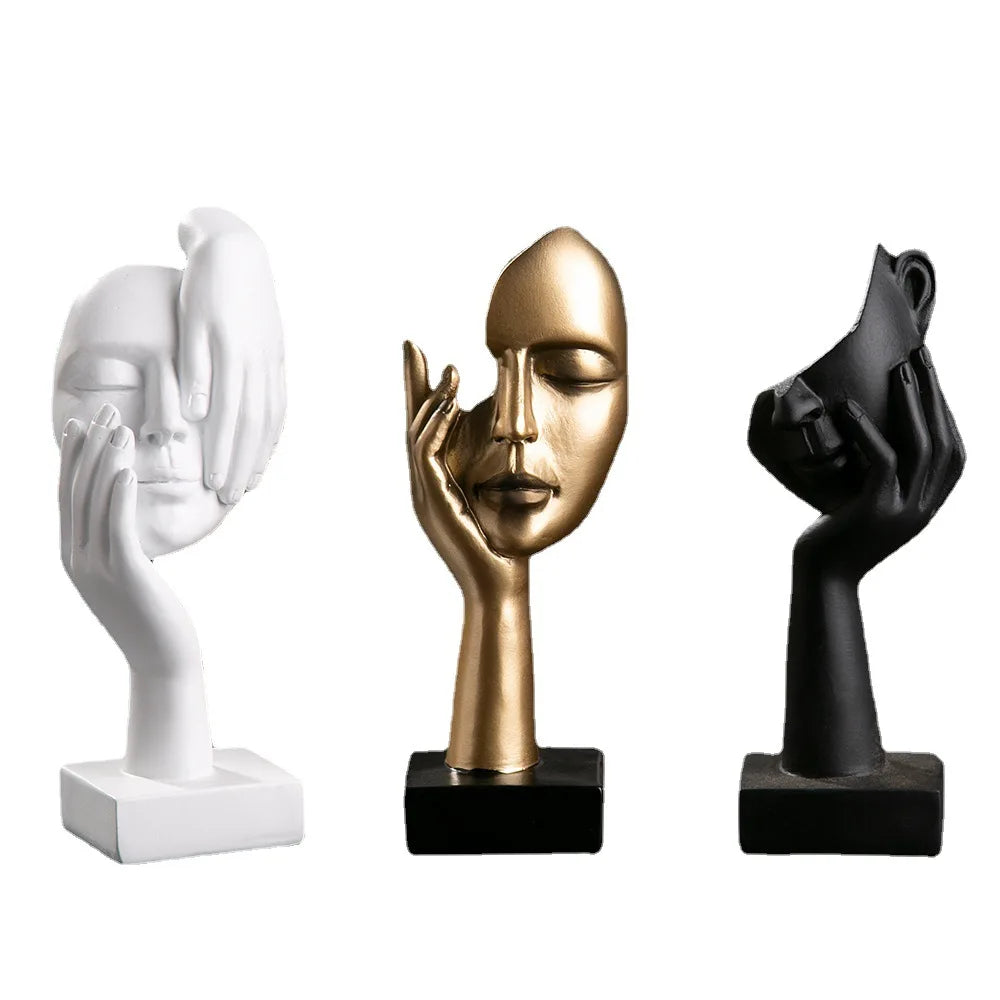 Abstract Resin Face with emotions Statue – Thoughtful Modern Accent for Your Space
