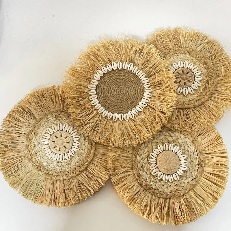 Handwoven Raffia Boho Wall Accent — Natural Texture for Calm Spaces