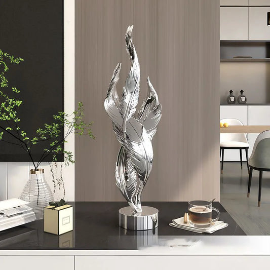 Modern Feather Resin Sculpture – Elegant Accent for Your Space