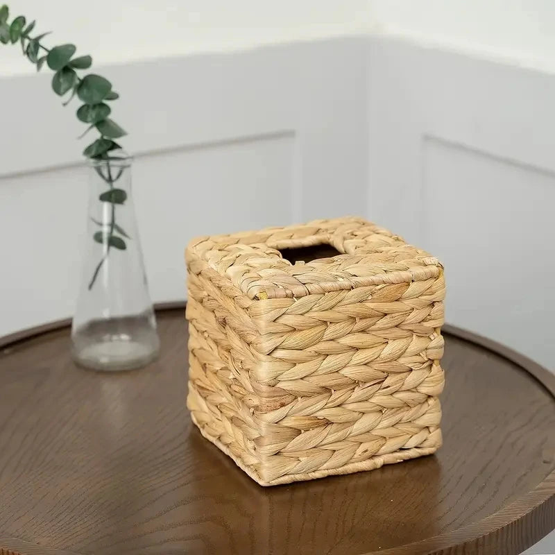 Boho Woven Rattan Tissue Box Cover – Natural Elegance for Your Home