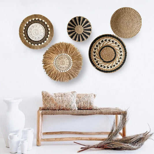 Handwoven Rattan Wall Ornament — Natural Art for Your Home