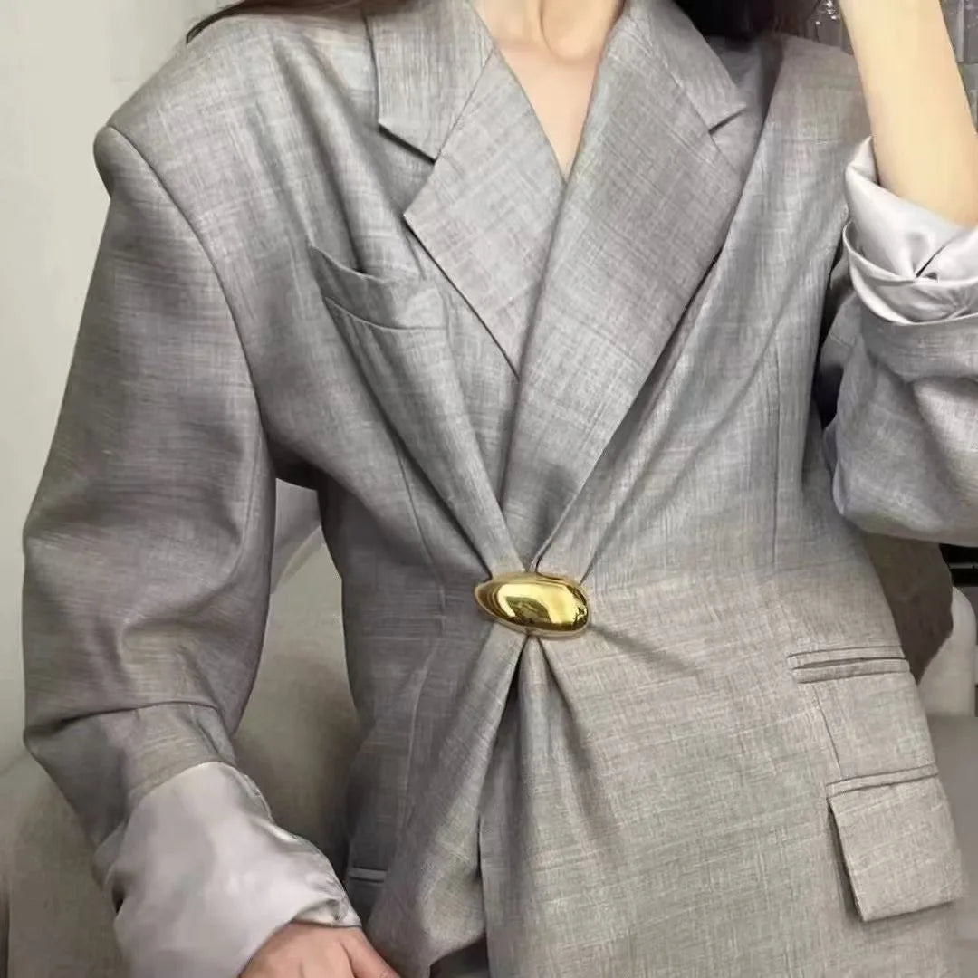 Stainless Steel Drop Brooch — Playful Minimalism for Everyday Elegance
