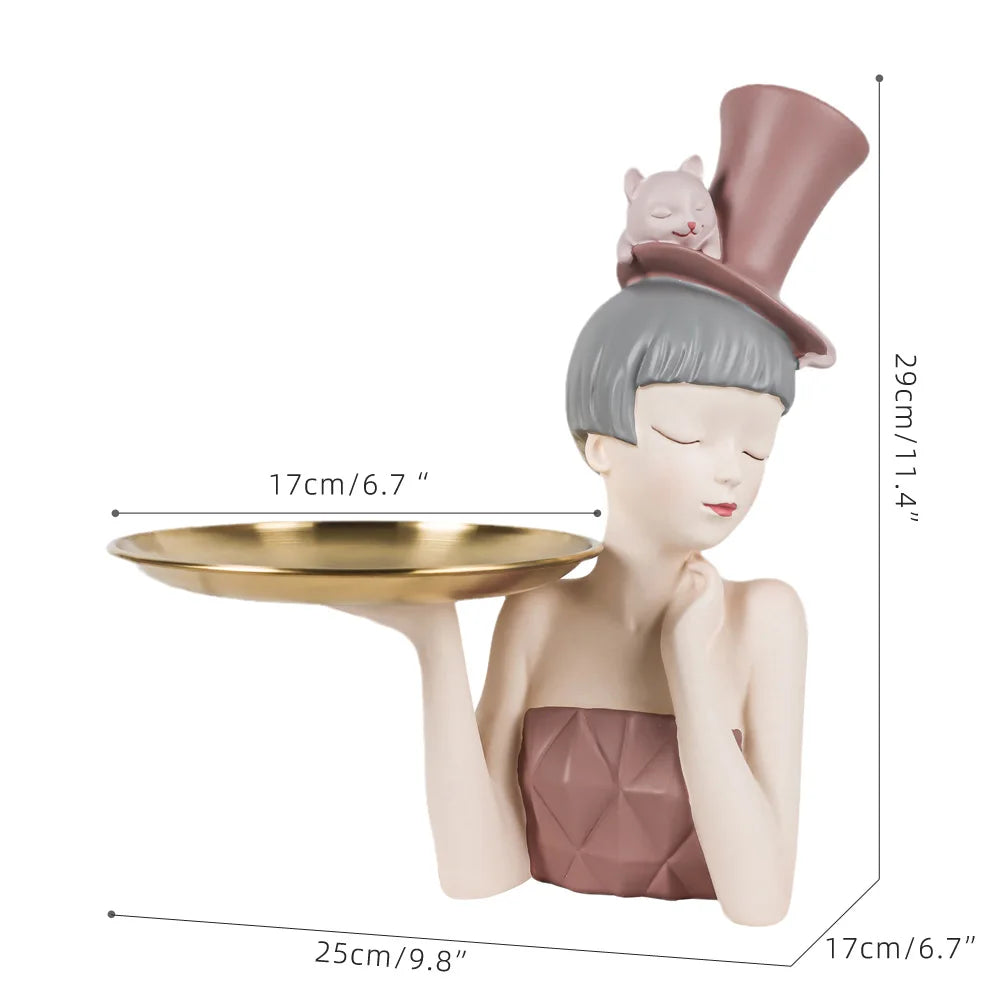 Set of 2 Elegant Lady Resin Sculptures