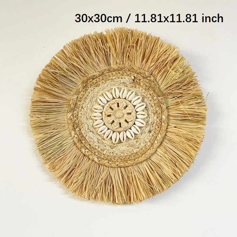 Handwoven Raffia Boho Wall Accent — Natural Texture for Calm Spaces