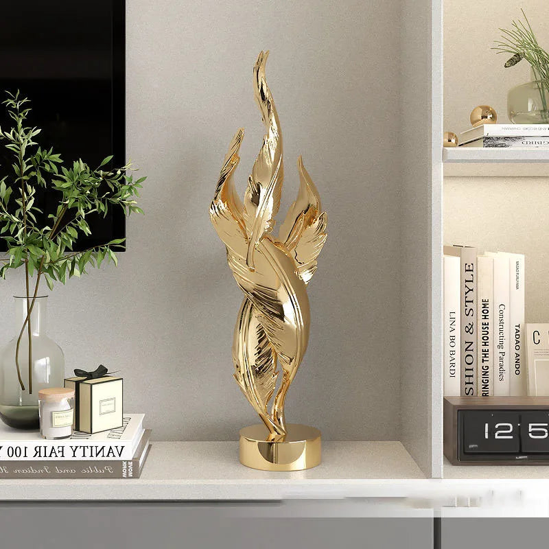Modern Feather Resin Sculpture – Elegant Accent for Your Space