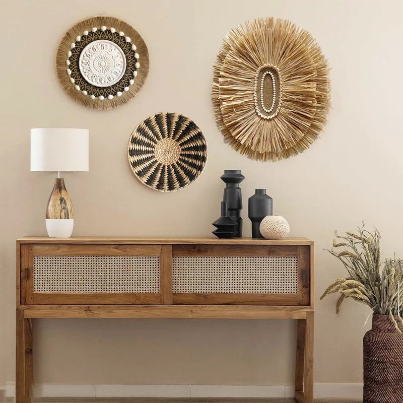 Handwoven Rattan Wall Ornament — Natural Art for Your Home