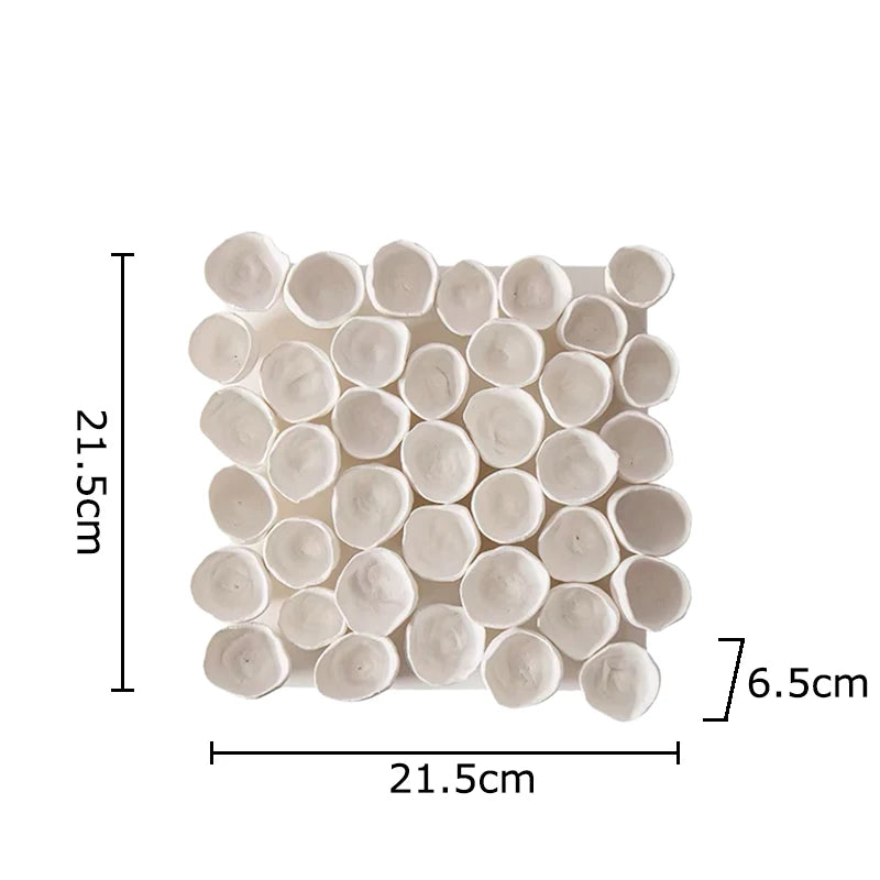 Set of Designer Textured Ceramic Wall Panels – Modern Square Relief Art