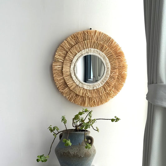 Raffia Circle Wall Mirror