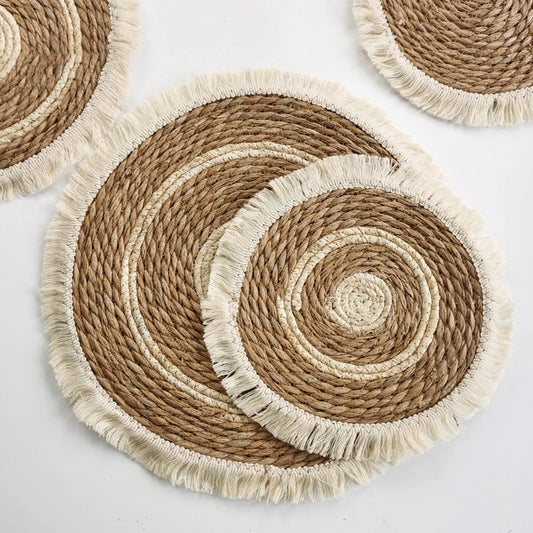 Handwoven Boho Straw Placemats — Natural Elegance for Your Table