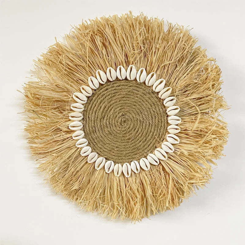 Handwoven Raffia Boho Wall Accent — Natural Texture for Calm Spaces