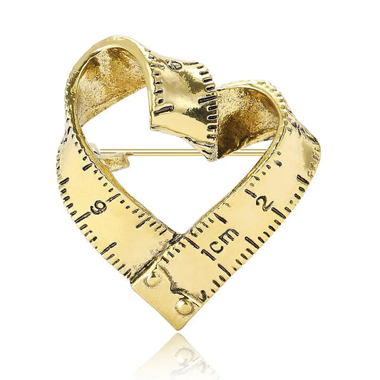 Vintage Ruler Heart Brooch — A Charming Twist on Classic Romance