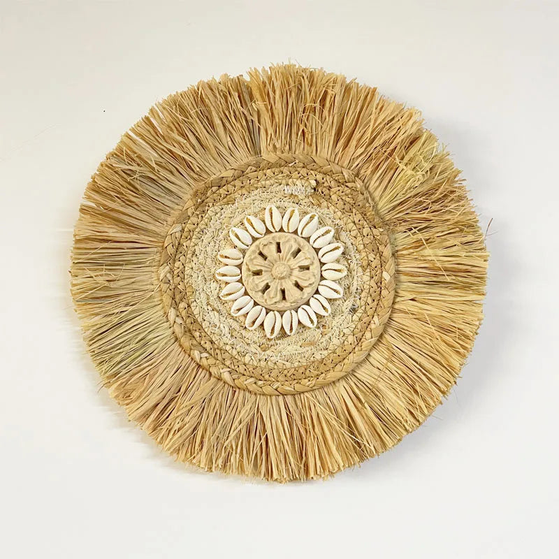 Handwoven Raffia Boho Wall Accent — Natural Texture for Calm Spaces