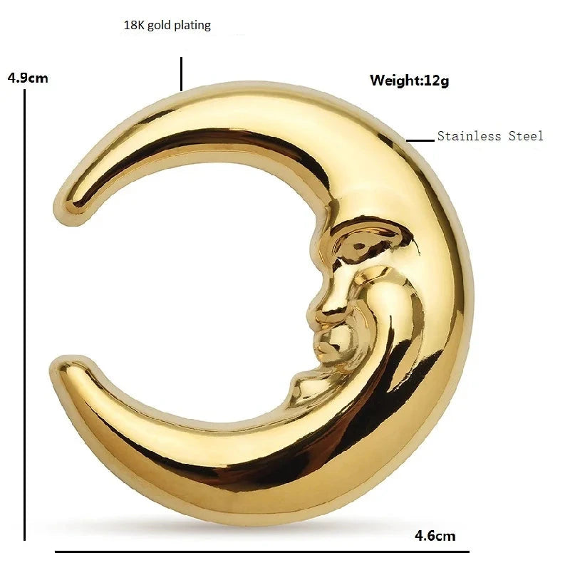 Crescent Moon Stainless Steel Brooch – A Symbol of Subtle Radiance