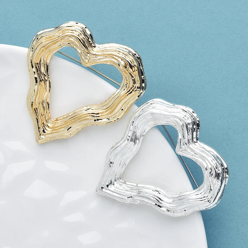 Water Wave Heart Brooch — A Modern Love Story in Metal and Enamel