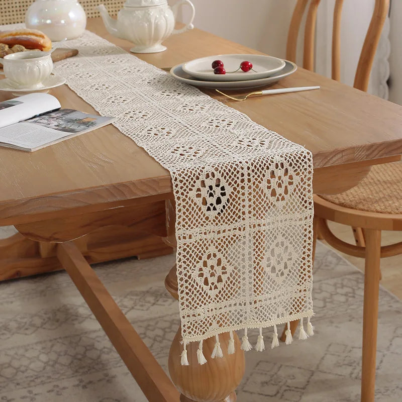 Boho Macrame Table Runner – Handwoven Elegance for Your Dining Space