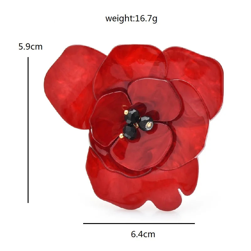 Red Double-Layer Acrylic Flower Brooch – Bold Elegance in Every Petal