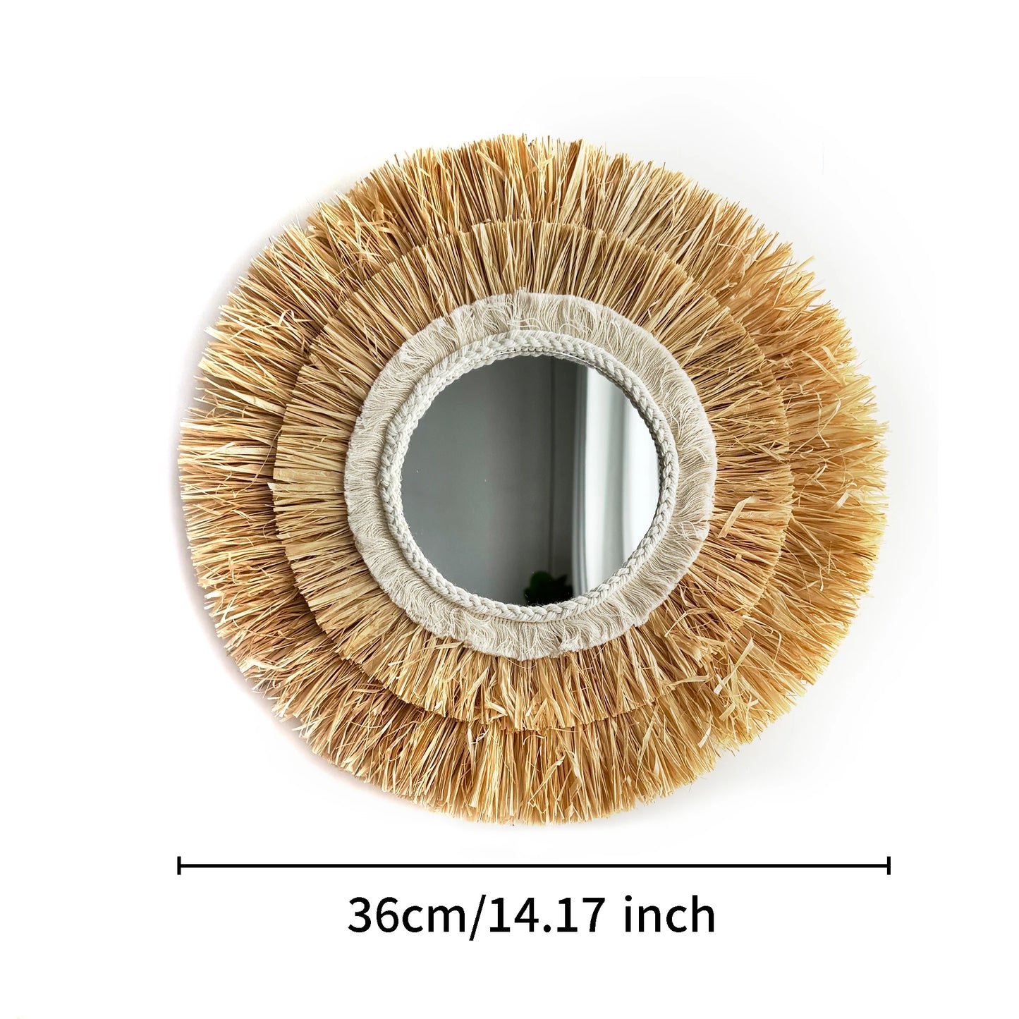 Raffia Circle Wall Mirror